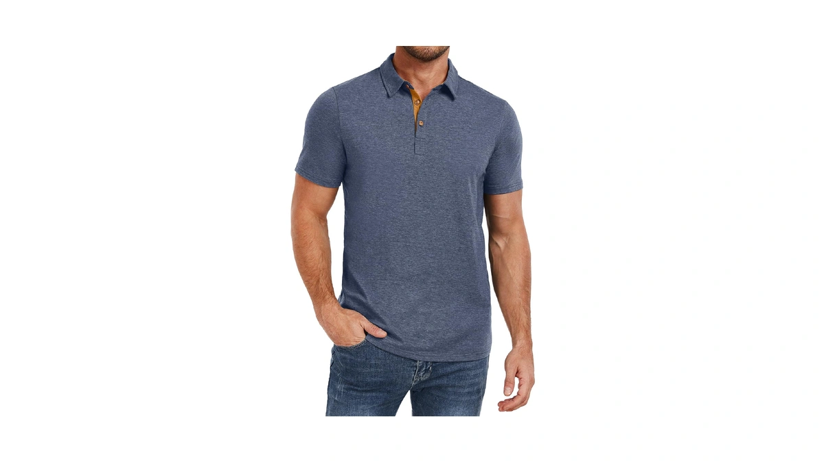 Pegeno Men's Classic Fit Cotton Polo Shirt Casual Short Sleeve