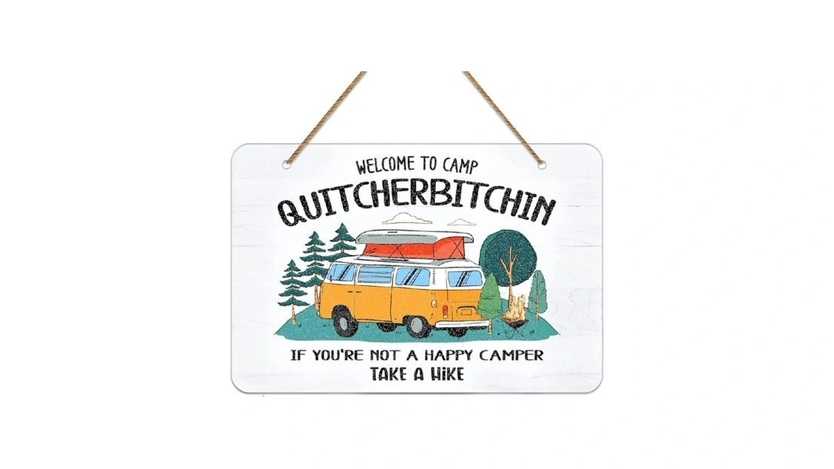 Waahome Funny Welcome To Camp Quitcherbitchin Decor Sign 8"x12" Farmhouse