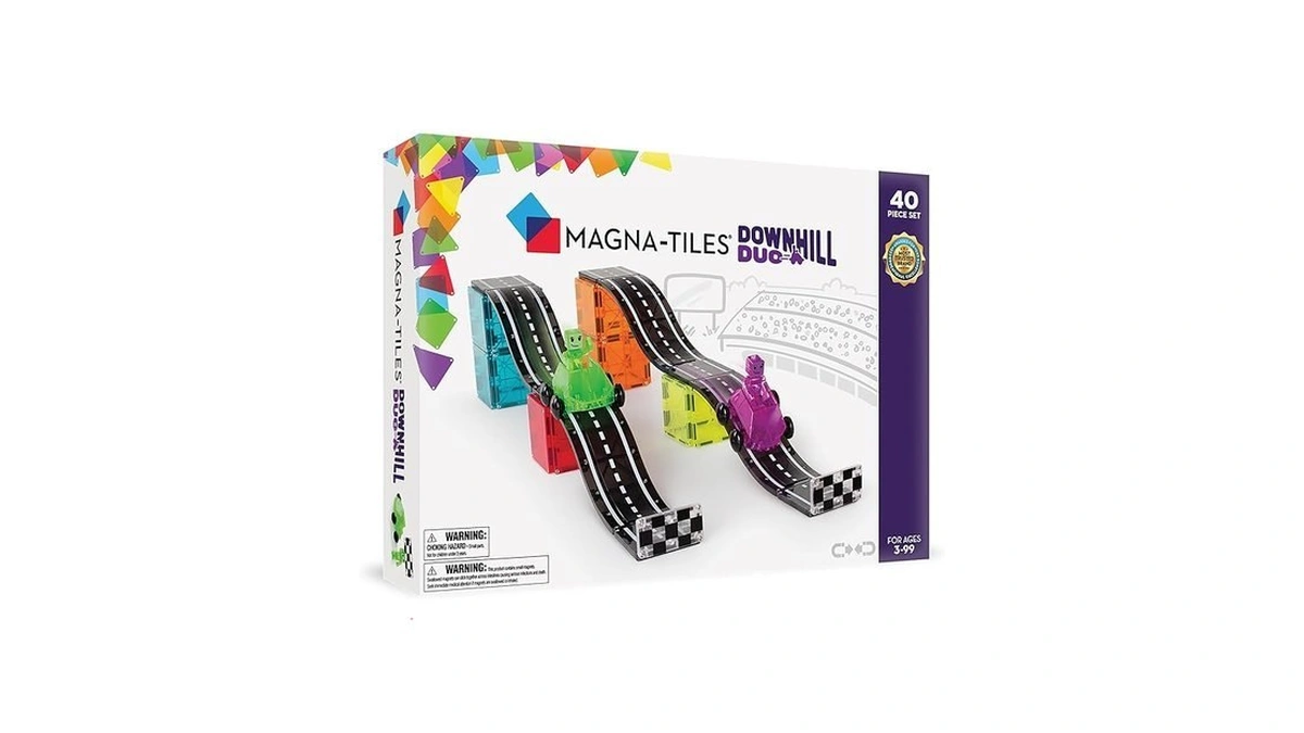 Magna-tiles Downhill Duo 40-piece Magnetic Construction Set, The Original Magnetic