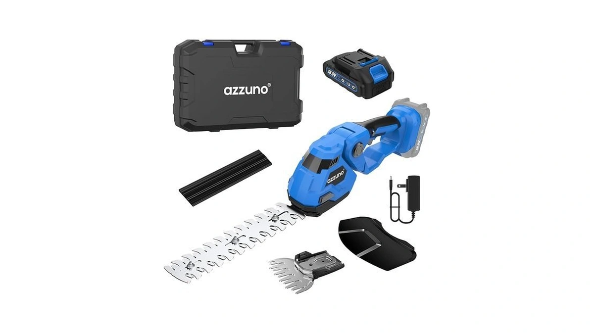 Azzuno Cordless Hedge Trimmer, 21v Electric Grass Shears Shrubbery Trimmer