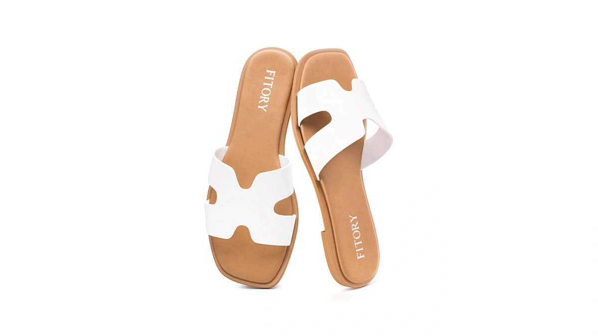 Fitory Women's Slide Sandals, Flat Fashion Square Open Toe With