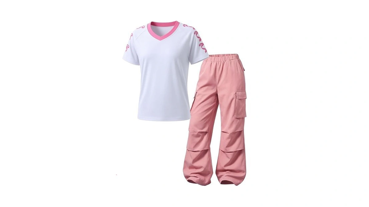 Auiopila Girls Clothes 2-piece Bow V-neck Top & Cargo Pants,