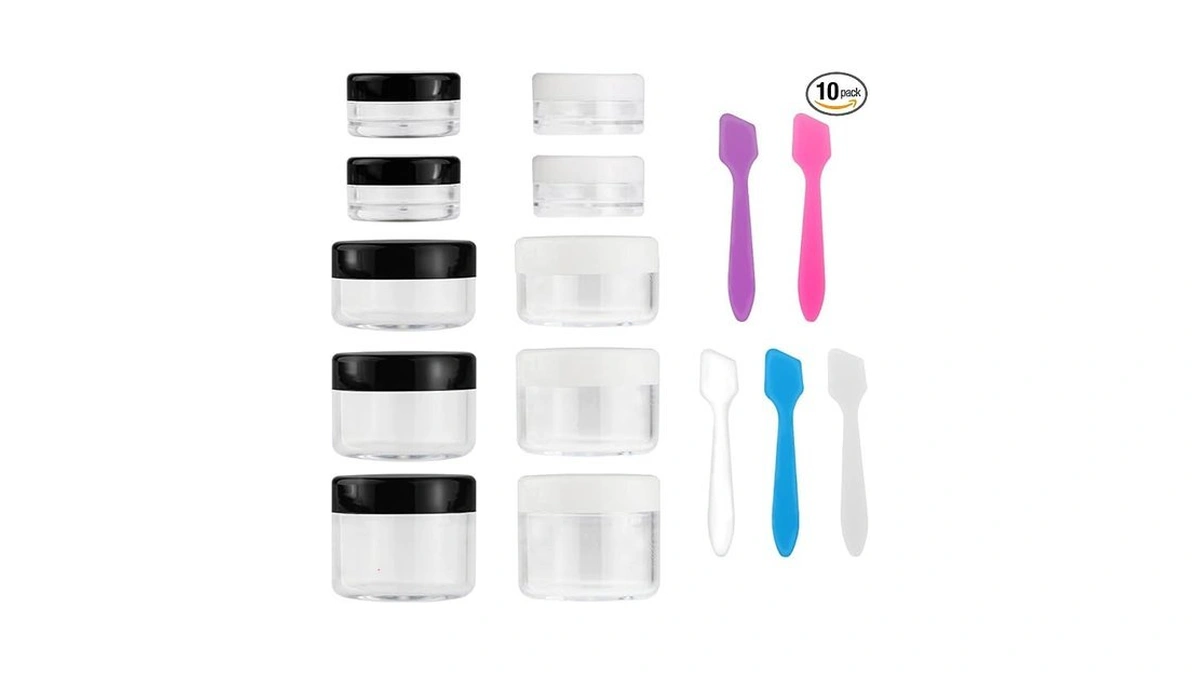 Accmor 10 Pieces Makeup Travel Containers With Lids 0.11/0.18/0.35/0.53/0.7 Oz