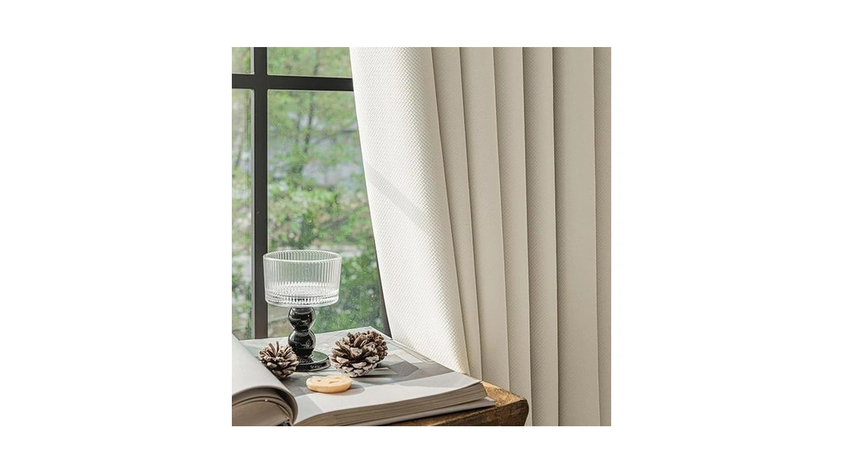 Fmfunctex 100% Blackout Curtains For Bedroom, Beige Back Tab Curtain