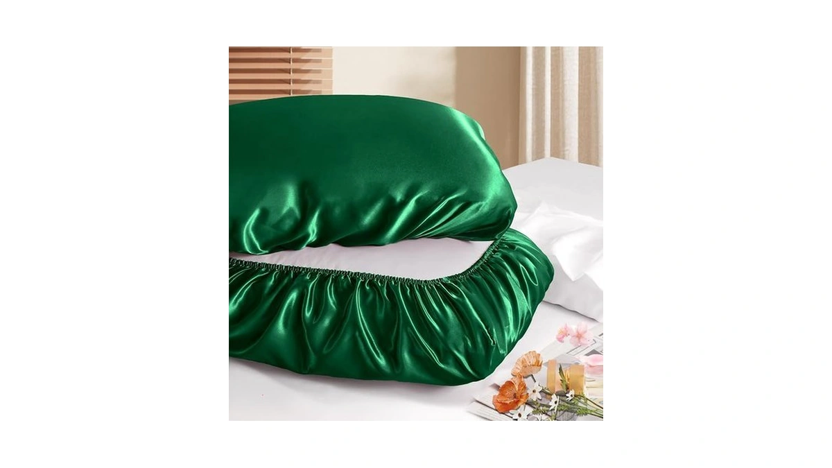 Manyshofu Satin Pillowcases For Hair Protection - 2pcs Green Pillow