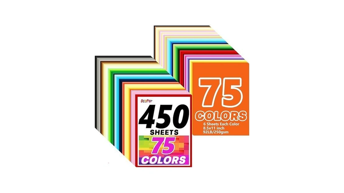 Ocepor 450 Sheets Colored Cardstock 75 Colors, 8.5x11 Color Cardstock