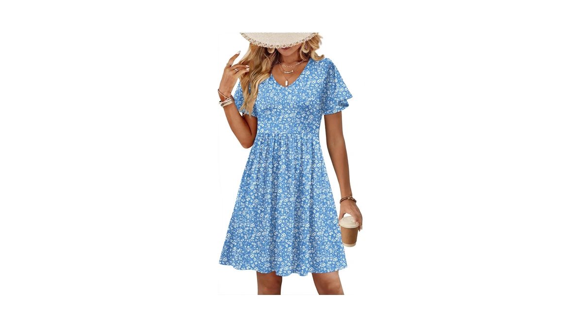 Zeagoo Blue Dress Casual Summer Tunic Dresses For Women Holiday