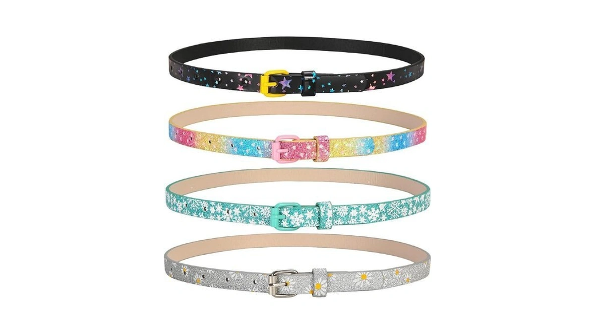 Insighter Girls Belt 4-pack - Pu Faux Leather Kids Belts