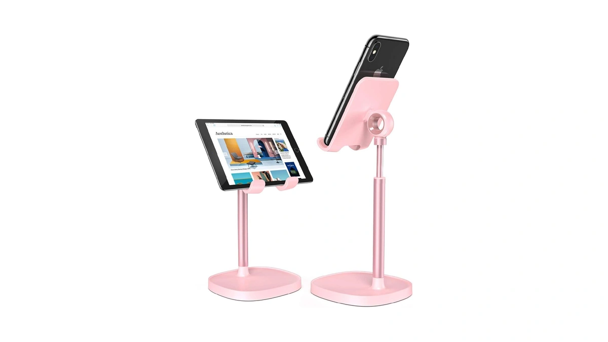 Lisen Pink Phone Stand For Home Desk, Room Vanity Decor