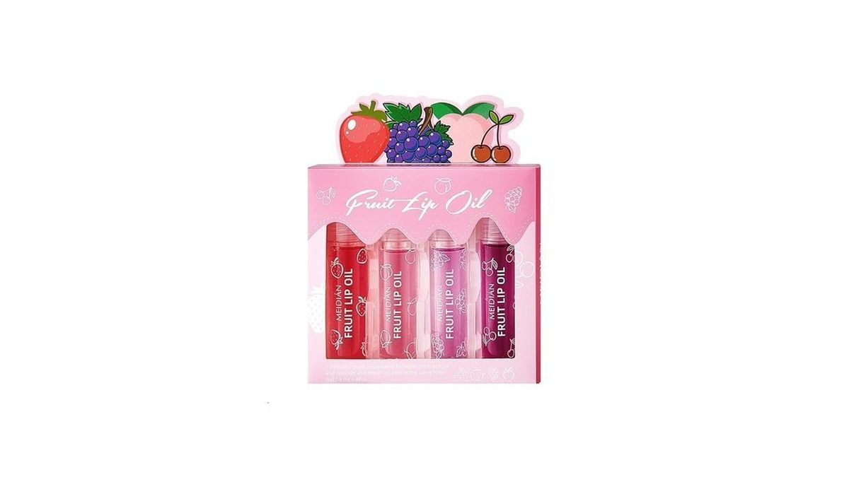 Admd 4-pack Lip Gloss Set Fruit Flavored Rollerball Lip Oil