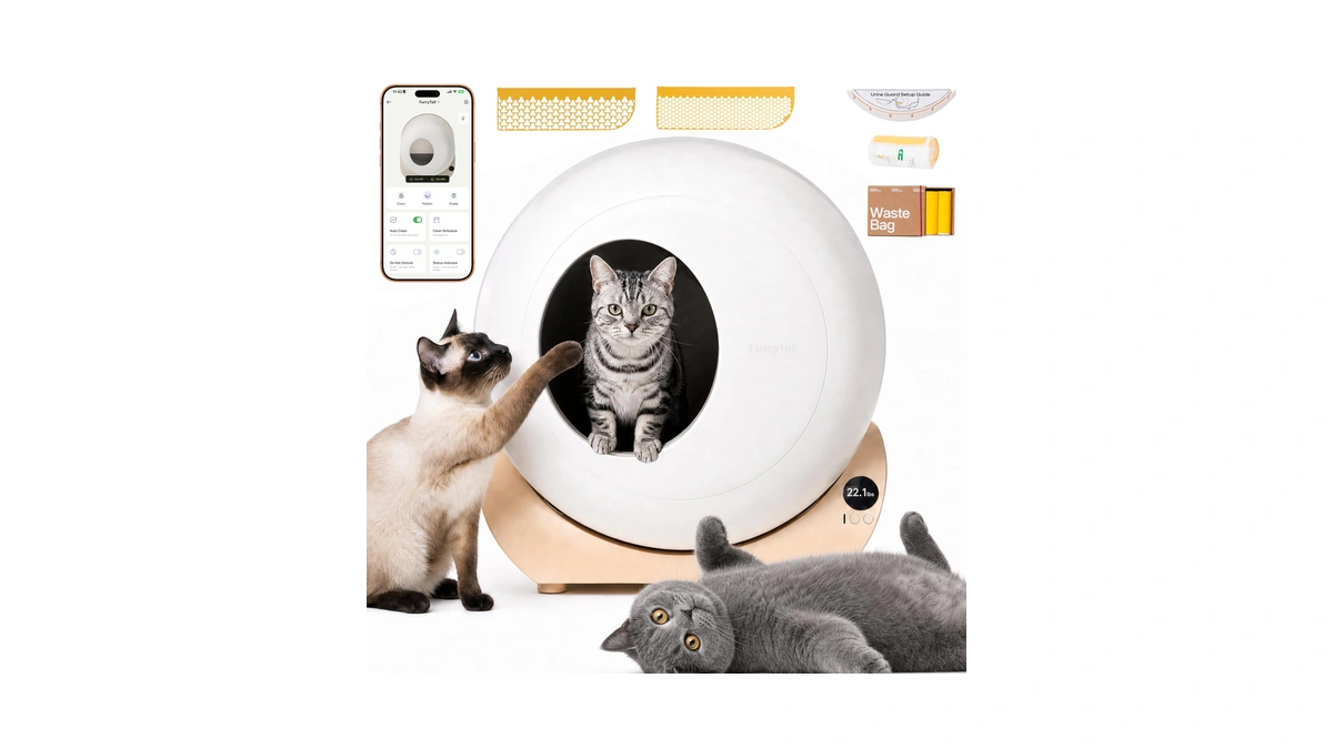 Furrytail Automatic Litter Box Self Cleaning With 120 Trash Bags,