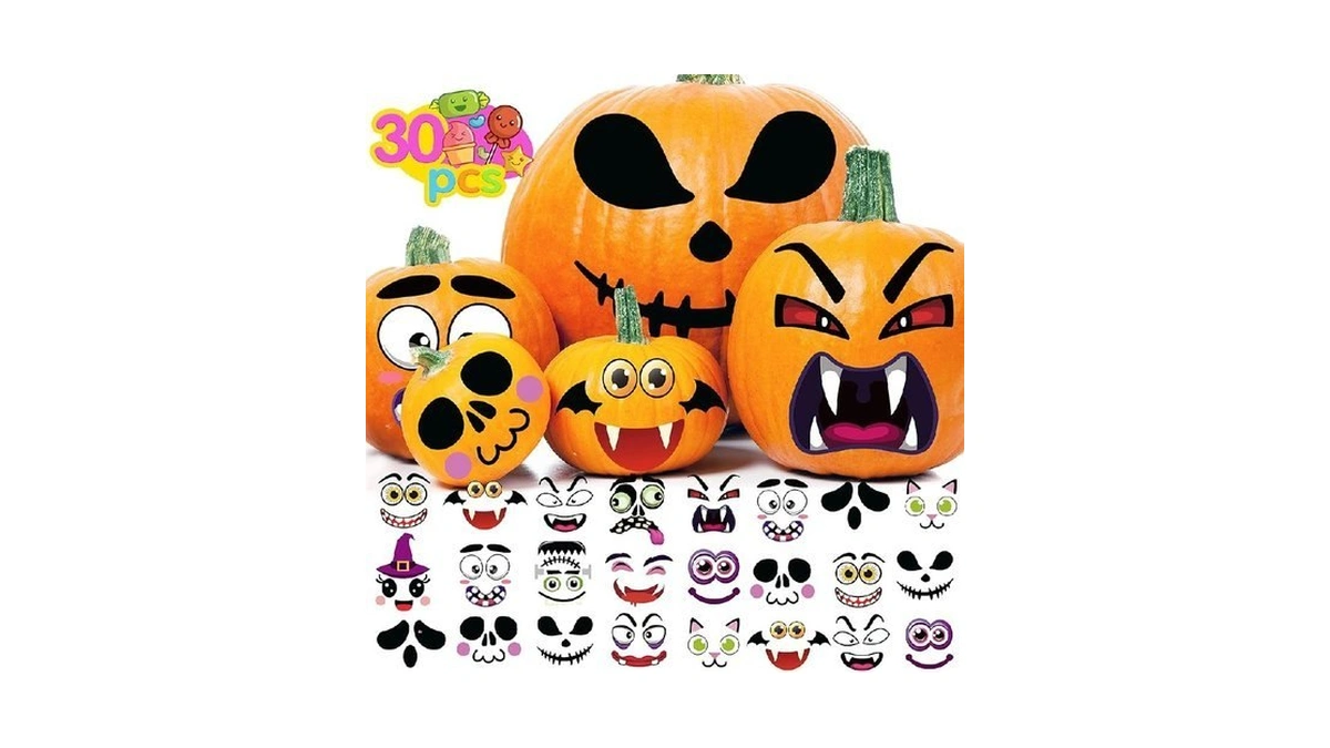 Miss Fantasy Halloween Pumpkin Decorating Stickers 30 Sheets Pumpkin Face