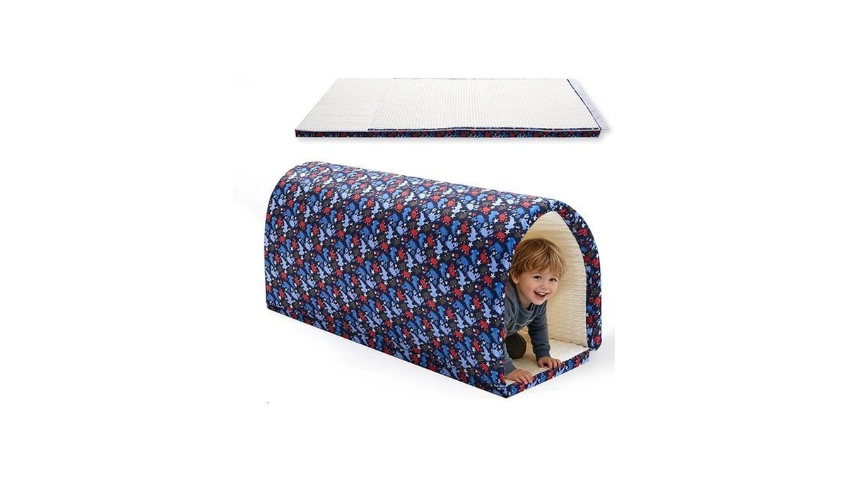 Kids Crawling Tunnel With Large Foldable Play Mat, 79" X