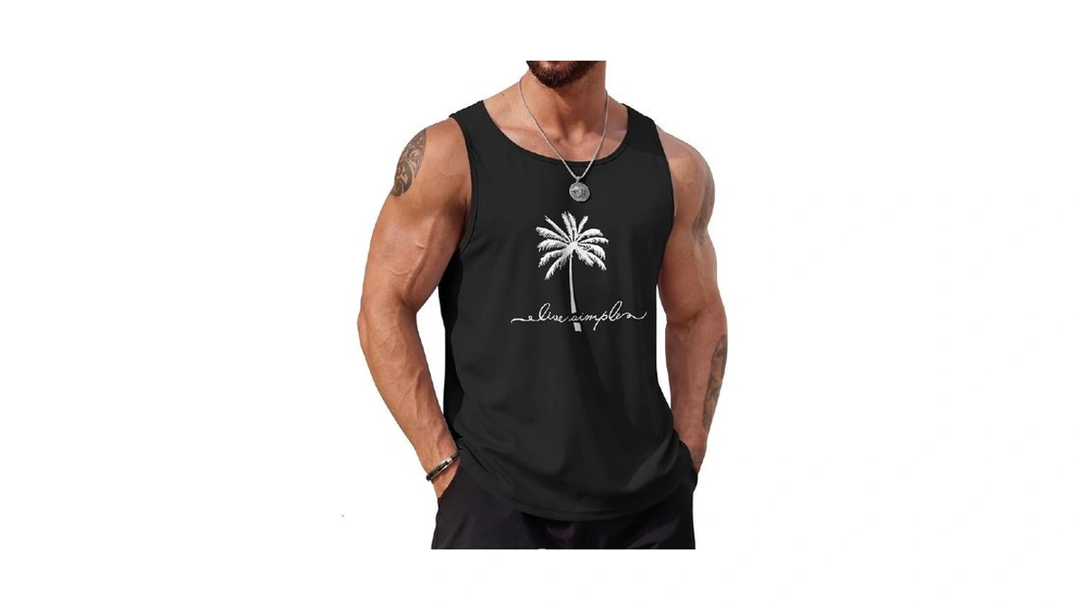 Coofandy Mens Beach Tank Tops Summer Cotton Sleeveless Graphic T