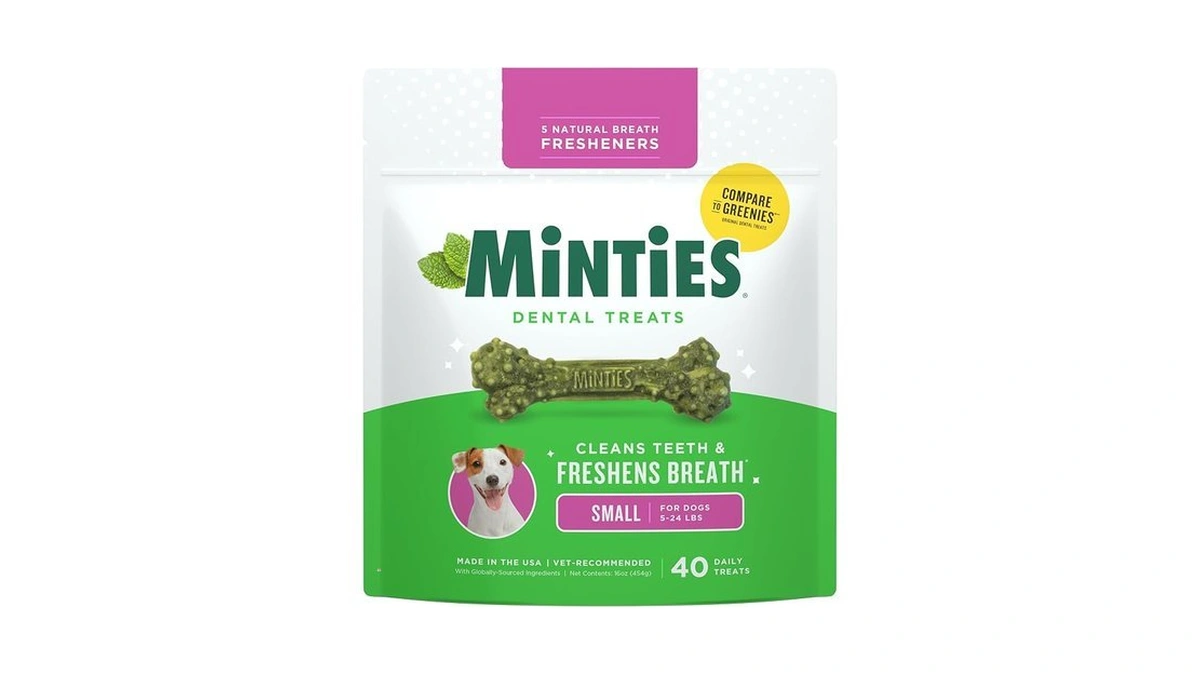 Minties Dog Dental Bone Treats, Tiny/small Dental Dog Treats, 16