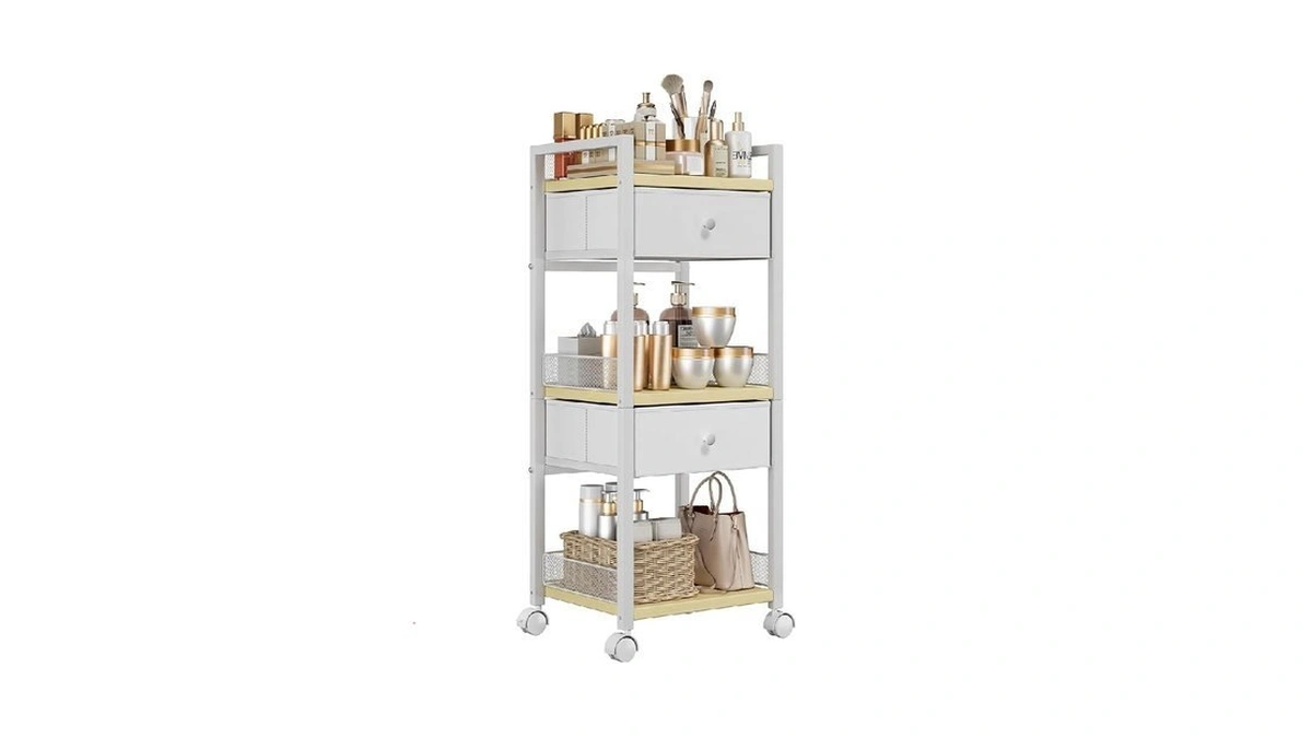 Flycity Rolling Makeup Organizer Cart, Floor Skincare Organizers Storage With