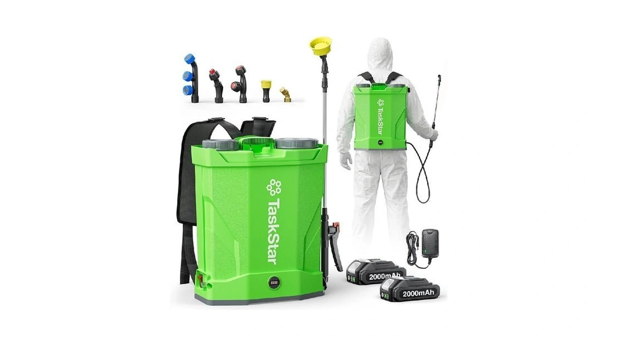 Taskstar Battery Powered Backpack Sprayer 4 Gallon,two 2000mah Batteries Electric