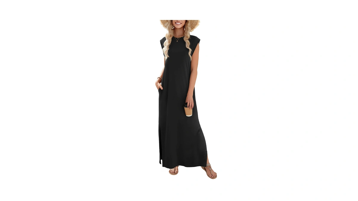 Zeagoo Summer Dresses For Women Casual Long Maxi Dress Cap