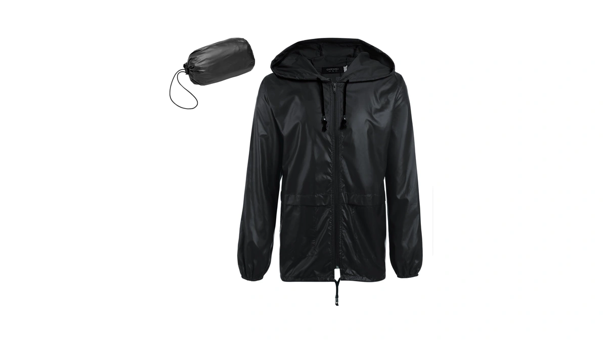 Coofandy Mens Lightweight Packable Rain Jacket With Hood Waterproof Trench