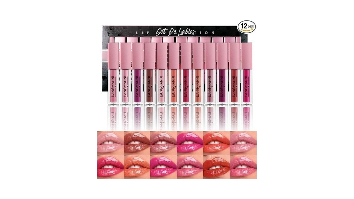 Langmanni 12pcs Lip Gloss Collection Makeup Set, Shiny Smooth Soft