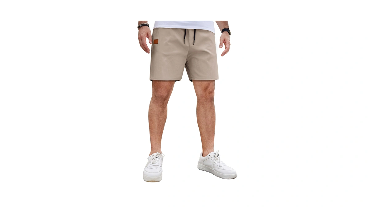 Coofandy Men's Casual Cotton Shorts 5 Inch Summer Beach Lightweight