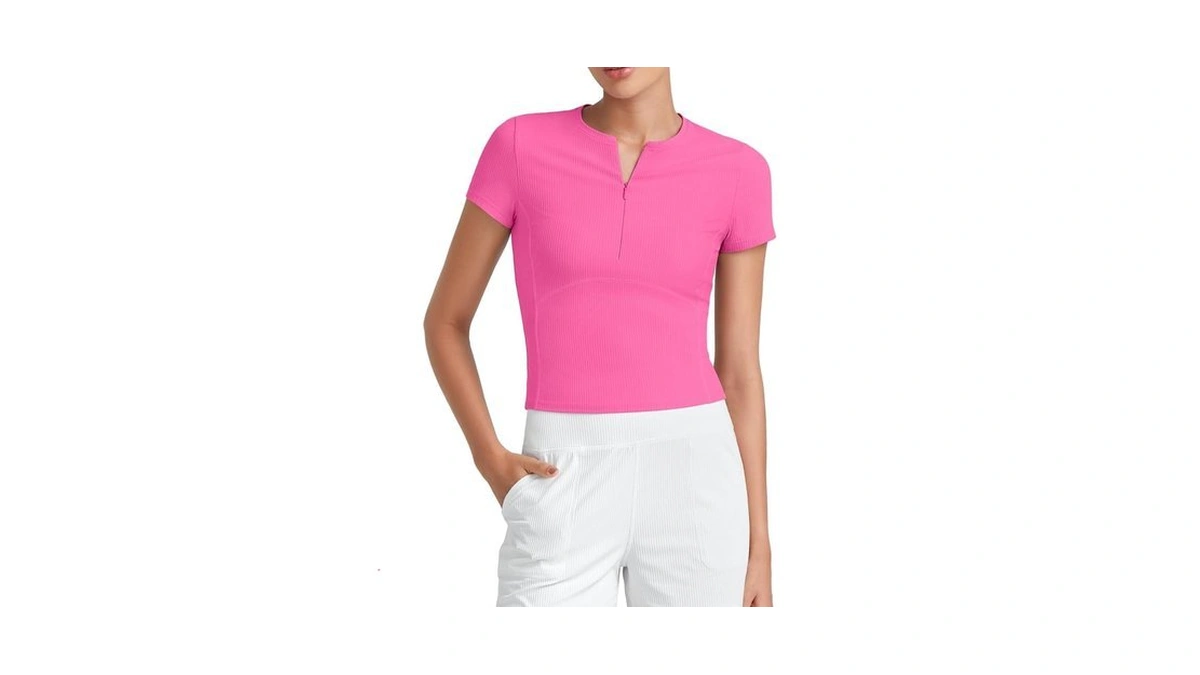 G4free Workout Tops For Women Short Sleeve Quarter Zip Yoga