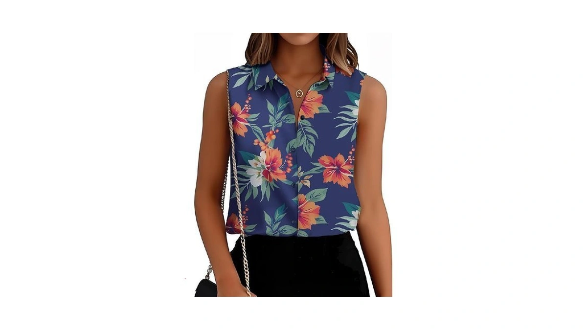 Tolovic Wrinkle Free Womens Sleeveless Button Down Shirts For Women