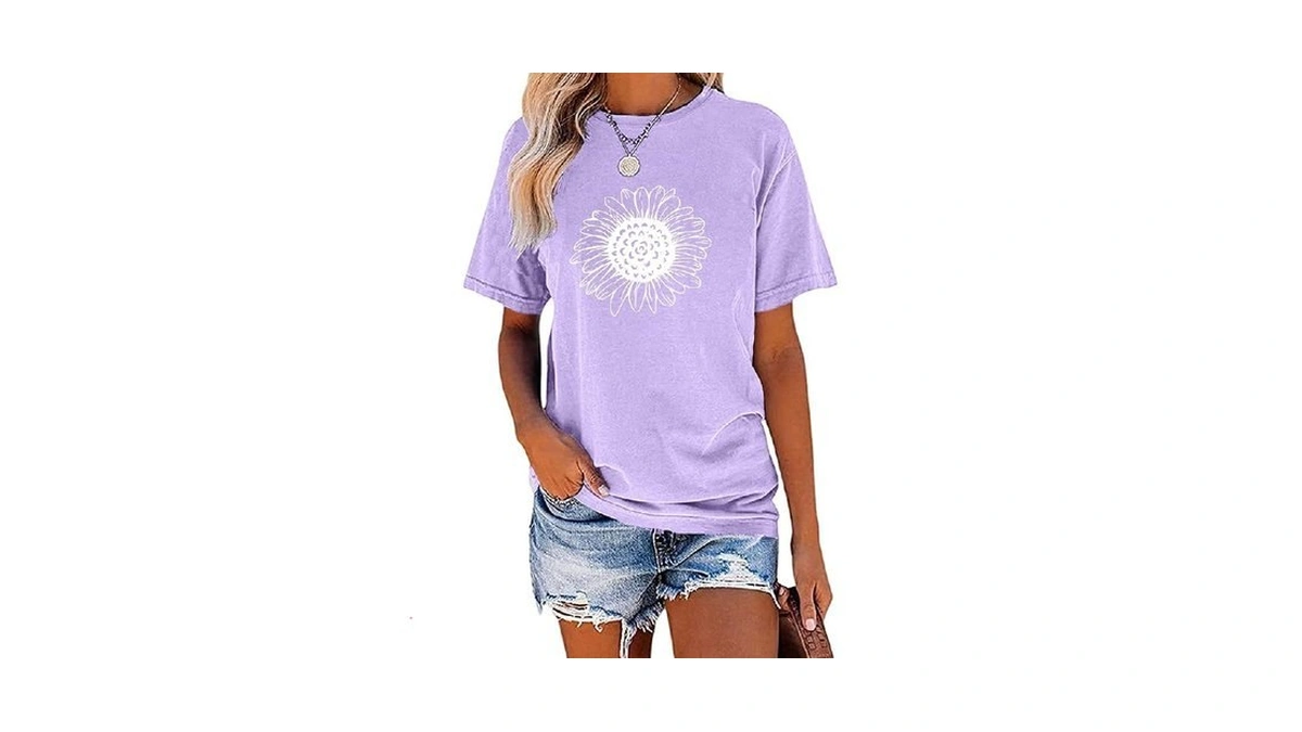 Eadinve Shirt For Women Sunflower Graphic Tees Short Sleeve Casual