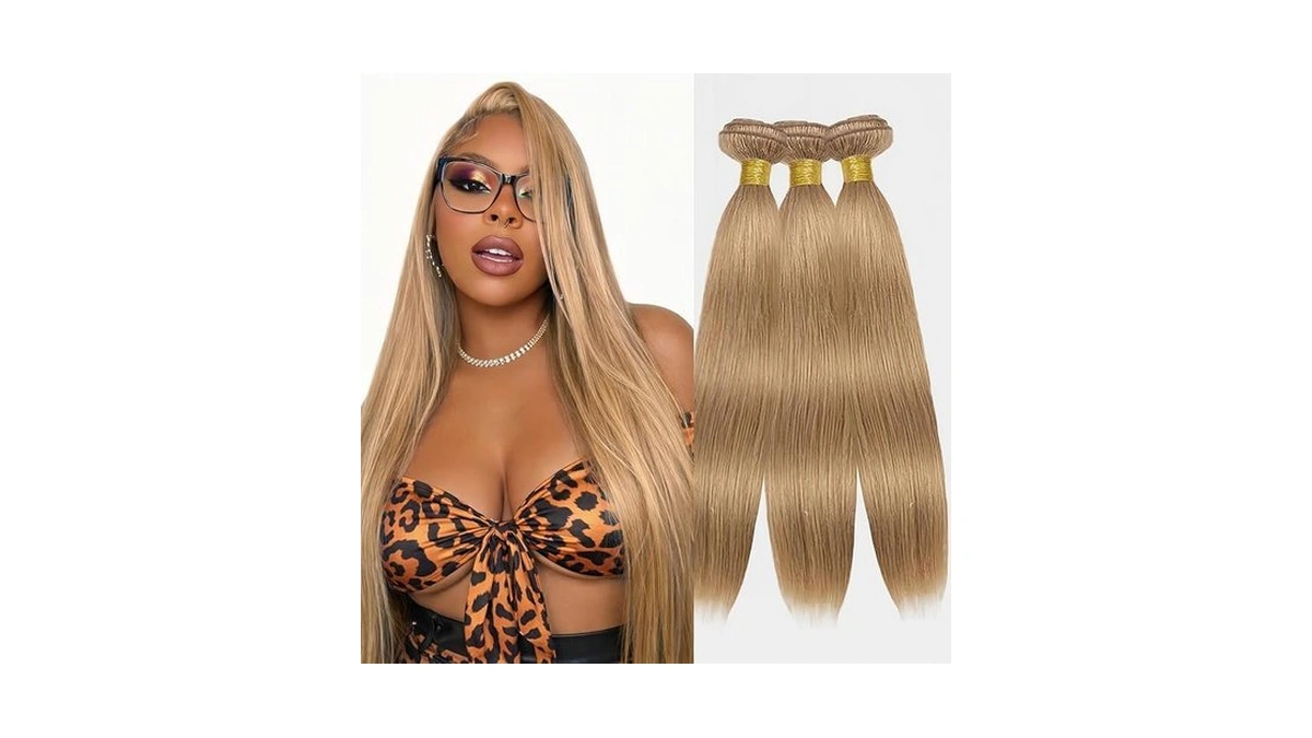 #27 Honey Blonde Straight Human Hair Bundles 8 10 12