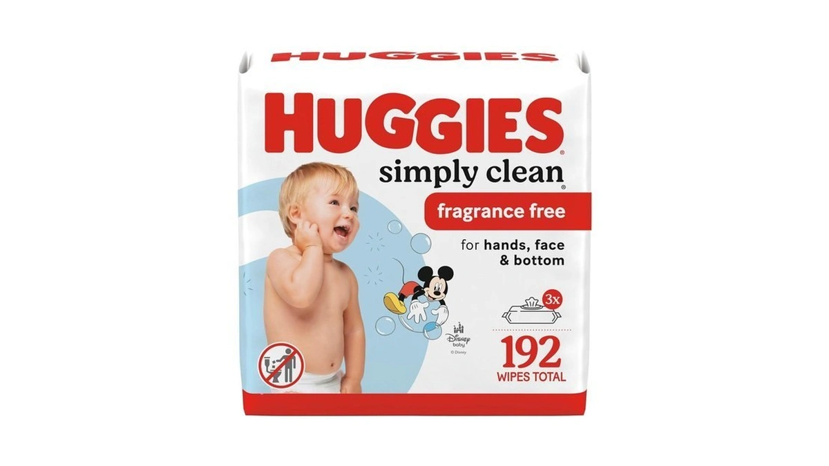 Huggies Simply Clean Unscented Baby Diaper Wipes, 3 Flip-top Packs