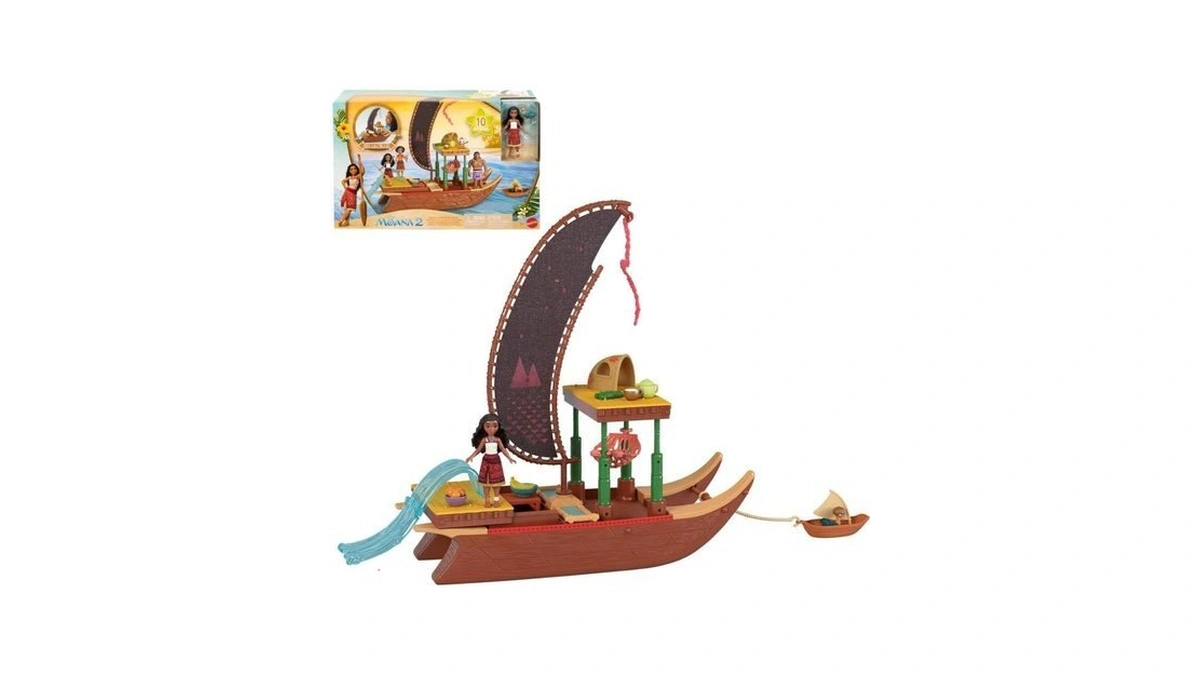 Mattel Disney Moana 2 Toy Playset With Floating Adventure Canoe,