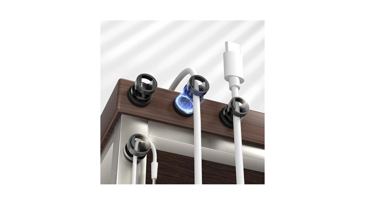Maveek Magnetic Cable Holder 8-pack, Stainless Steel Metal Cord Clips
