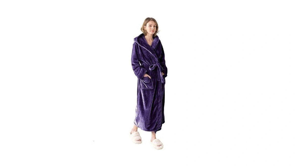 Korbliss Robes For Women - Hooded Plush Fleece Bathrobe With
