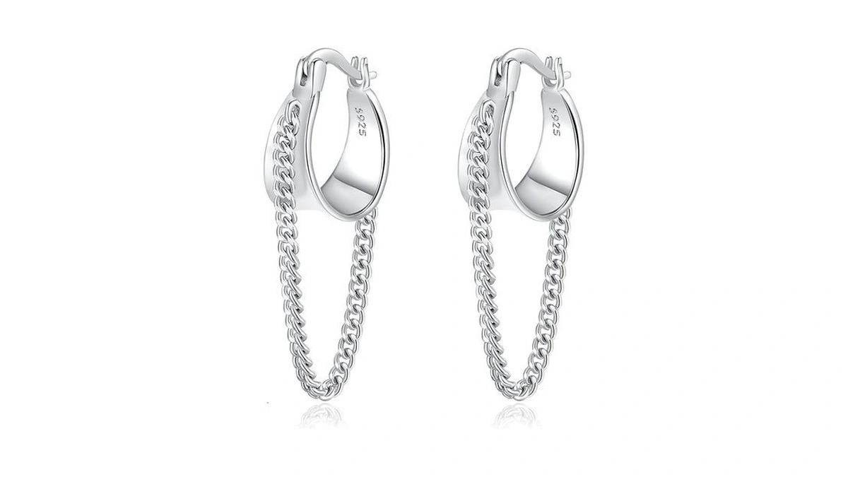 925 Sterling Silver Chain Dangle Drop Earrings Huggie Hoop Earrings