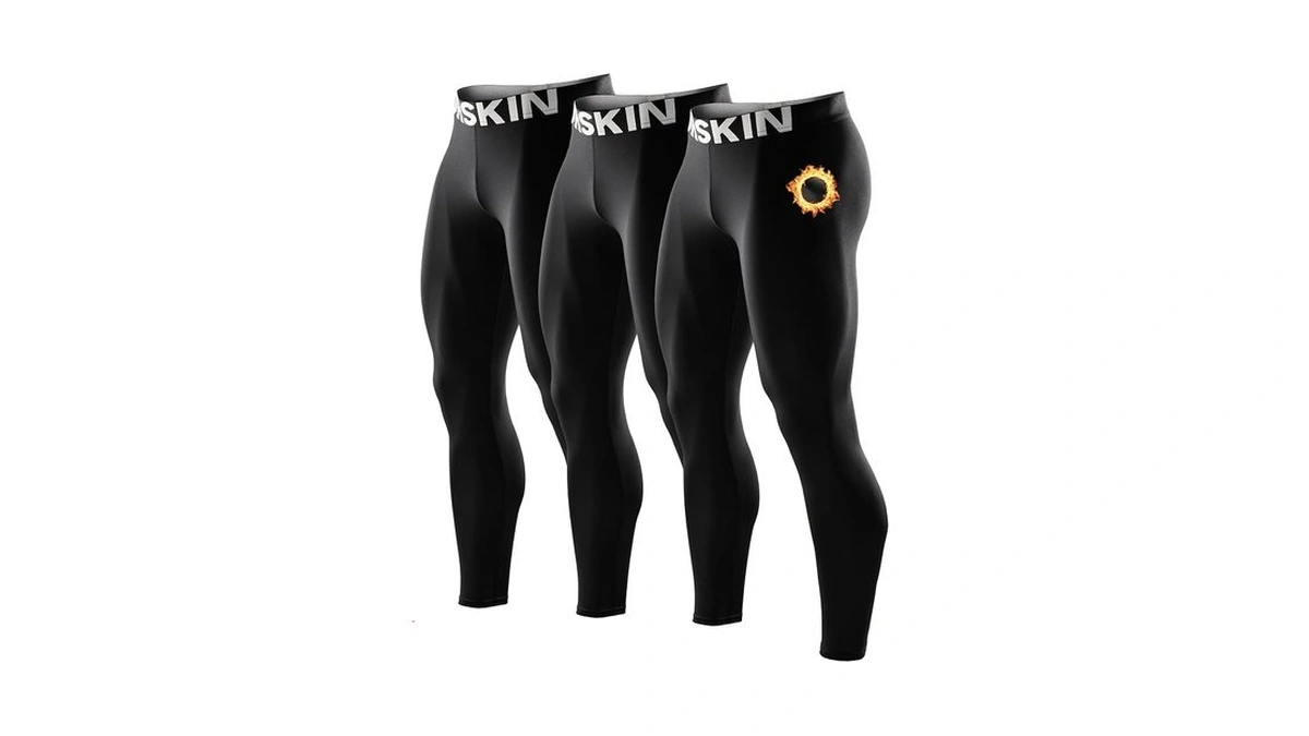 Drskin 3 Pack Men's Thermal Compression Pants Tights Fleece Lined