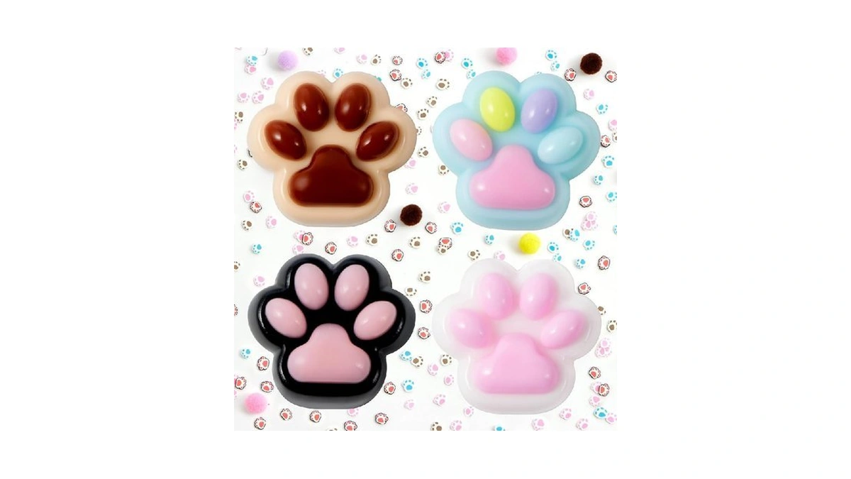 Joyin 4 Pcs Taba Paw Squeeze Toys, Colorful Kawaii Mochi