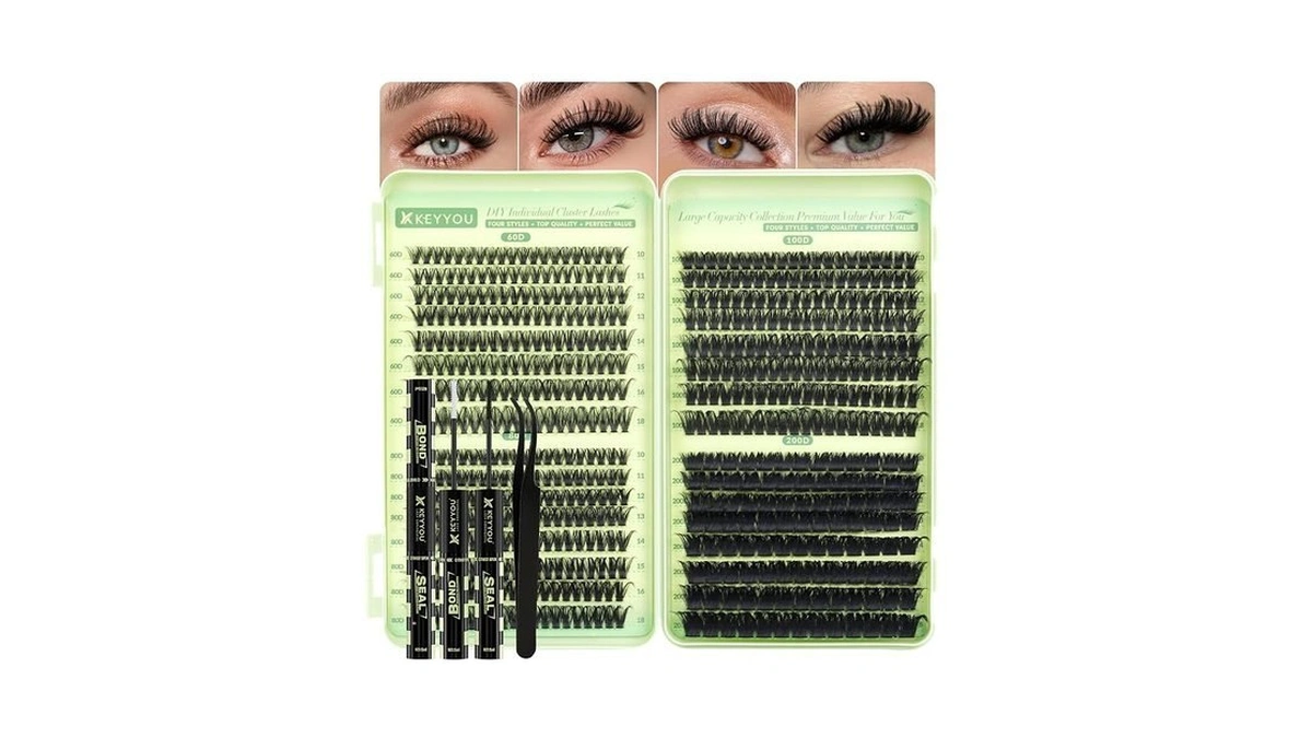 Keyyou 584 Pcs Lash Clusters Kit 60/80/100/200d Mix 10-18mm D