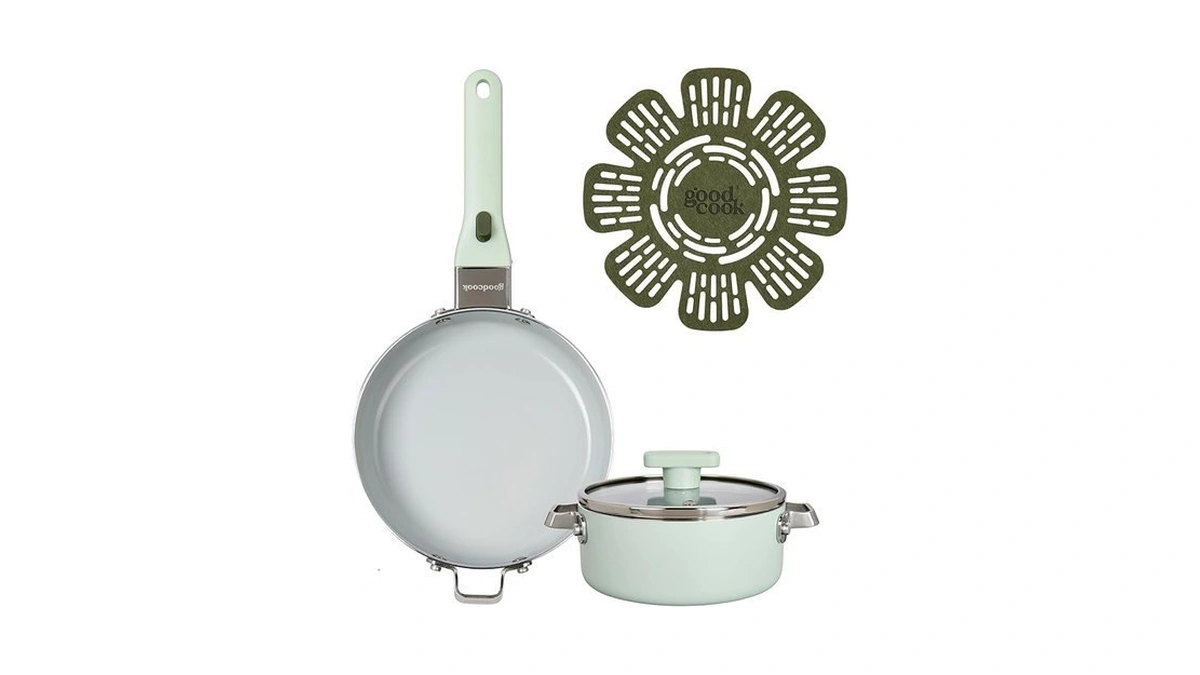 Goodcook Ceramic Cookware Set 5-piece With Removable Handle, Induction Compatible,