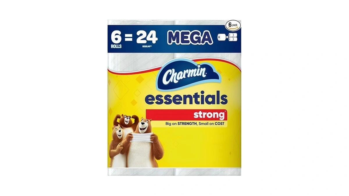 Charmin Essentials Strong Toilet Paper 6 Mega Rolls, 429 Sheets