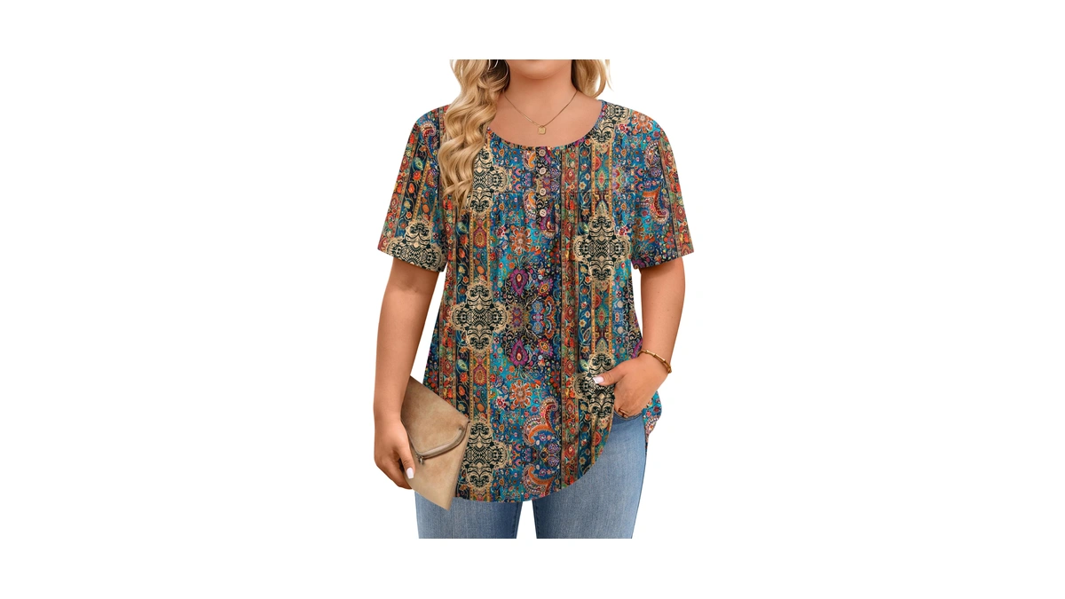 In'voland Plus Size Tops For Women Short Sleeve Shirts Dressy