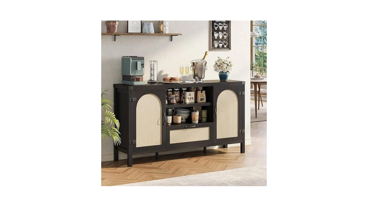 Idealhouse 47.2" Buffet Cabinet With Storage, Farmhouse Kitchen Sideboard With