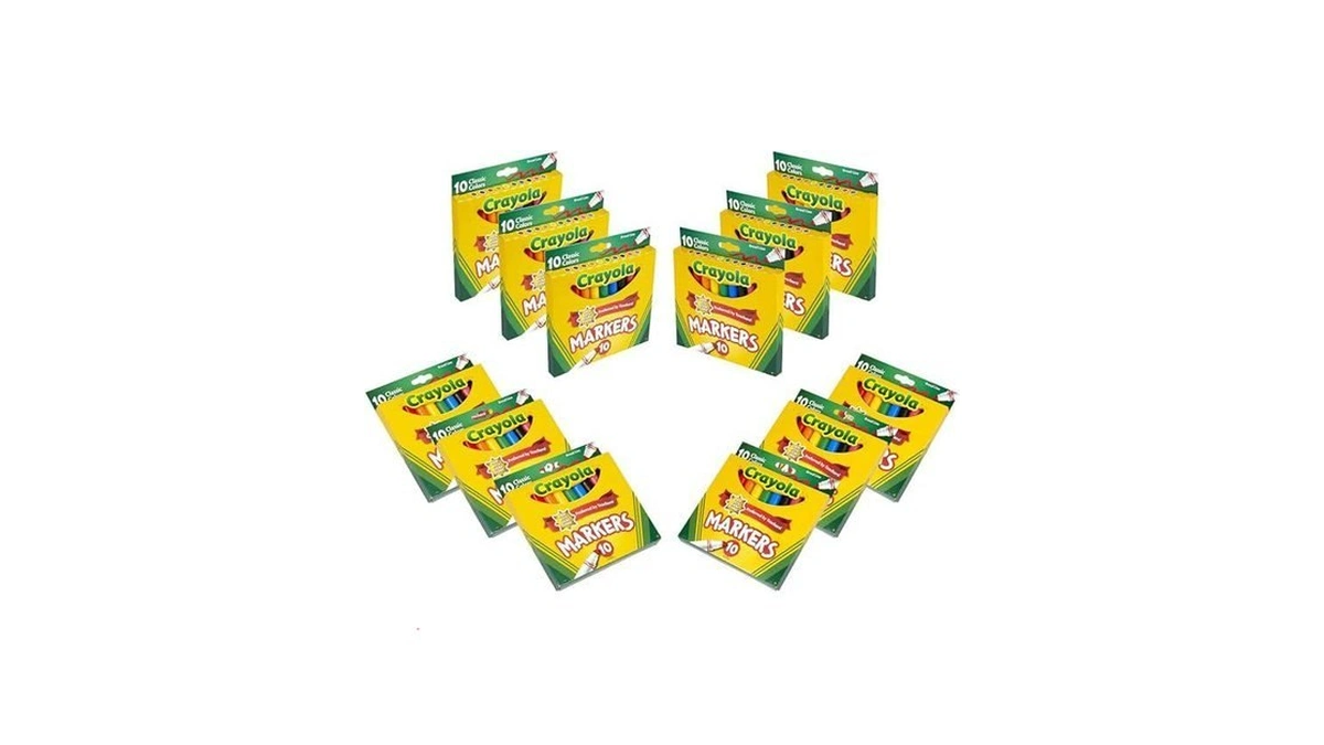 Crayola Broad Line Markers (12pk), Assorted Bulk Markers For Kids,