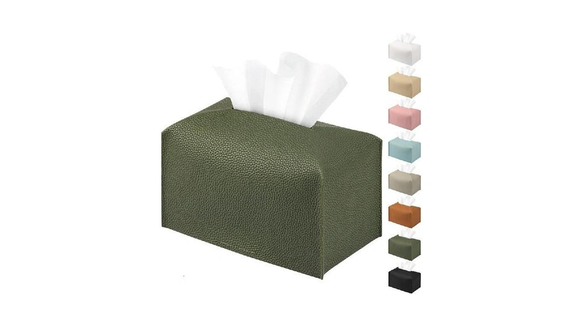 Penglong Pu Leather Tissue Box Cover Holder Rectangle, Long Tissue