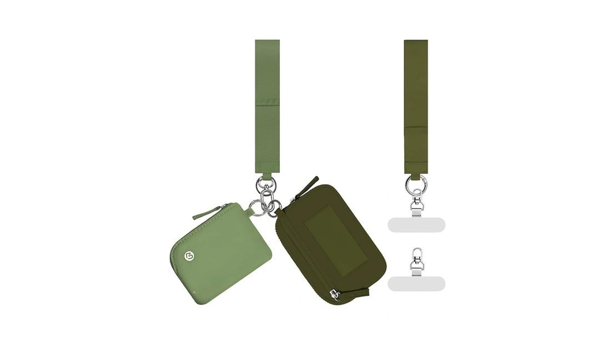 Shanejorin Phone Wrist Strap With Dual Pouch Keychain Wristlet Wallet