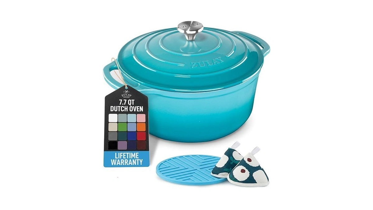 Zulay Kitchen 7.7 Quart Enameled Cast Iron Dutch Oven Pot