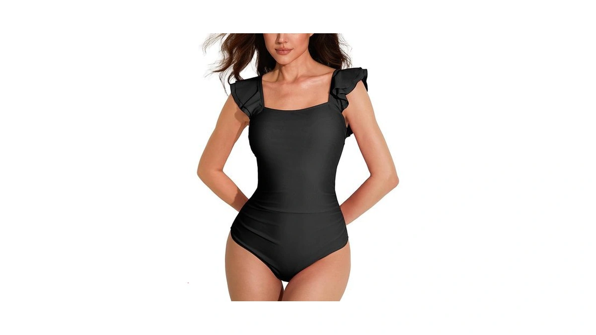 Ajisai One Piece Swimsuit For Women Ruffle Tummy Control Ruched