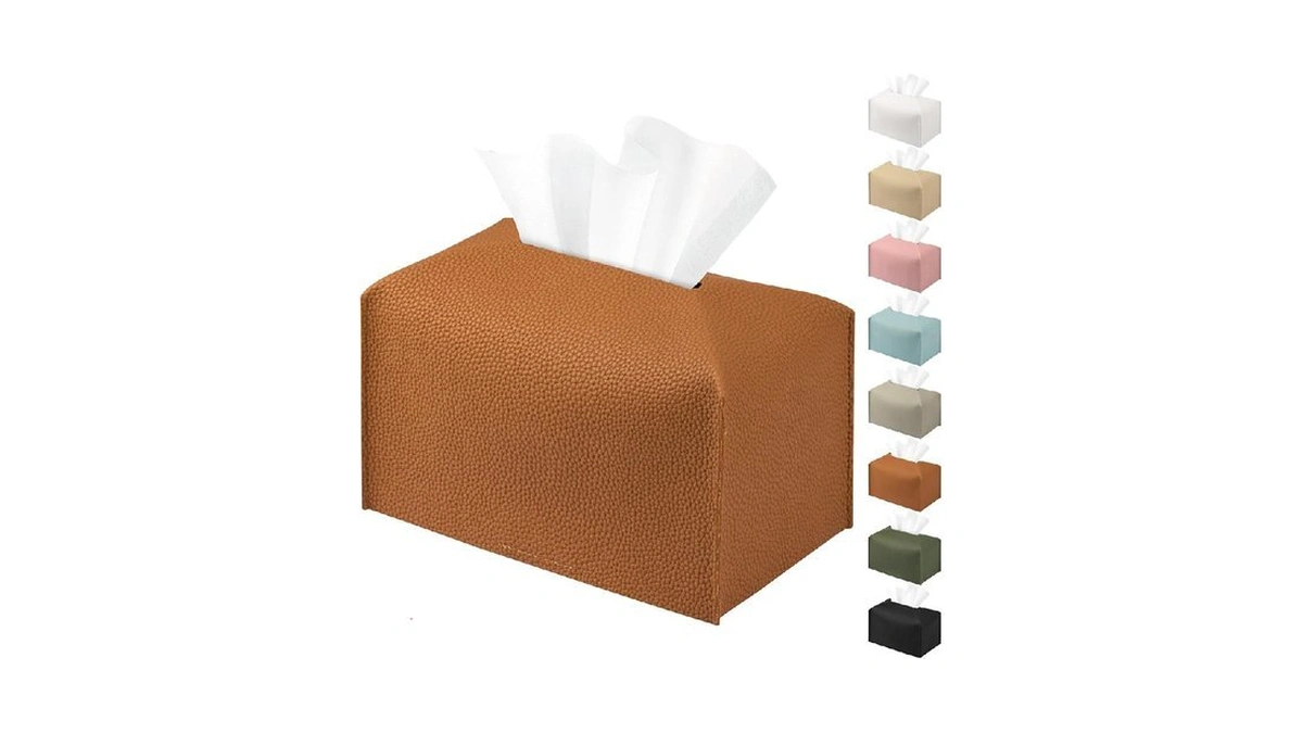 Penglong Pu Leather Tissue Box Cover Holder Rectangle, Long Tissue