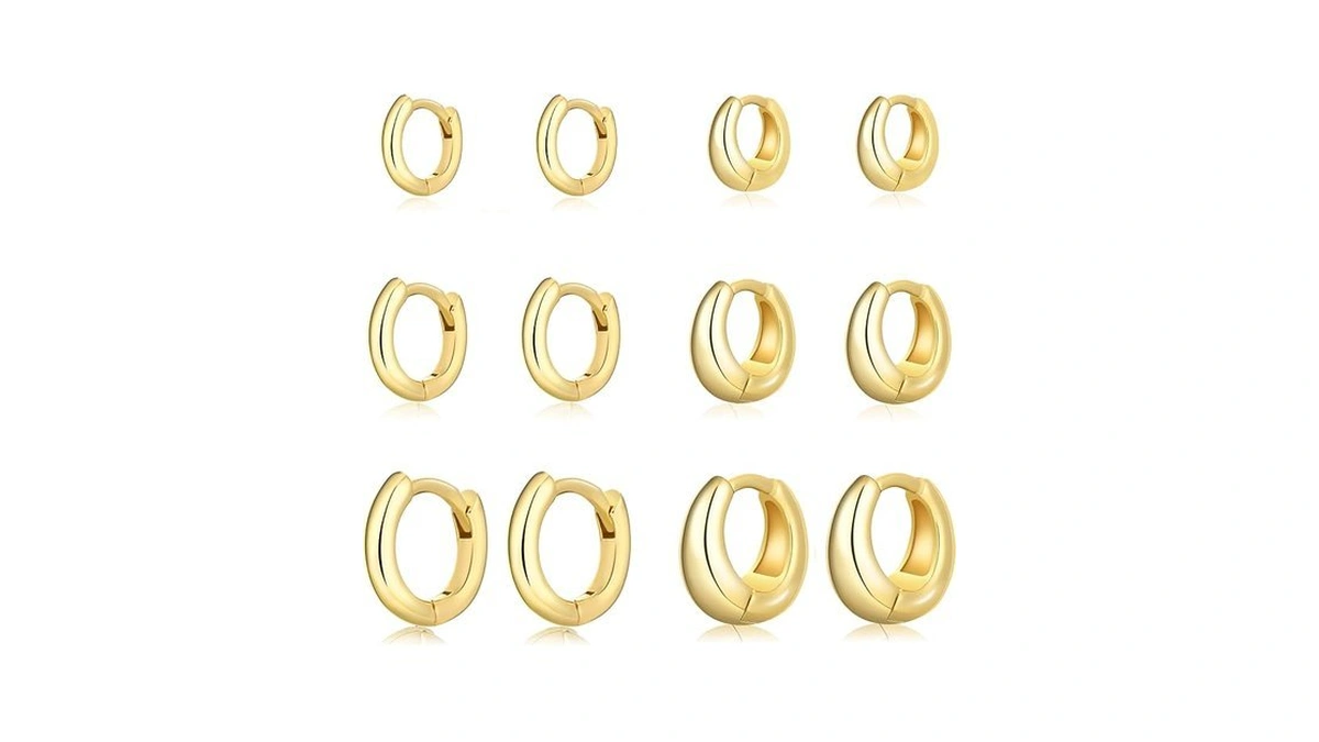 Wgoud Small Gold Hoop Earrings Set For Women, 6 Pairs