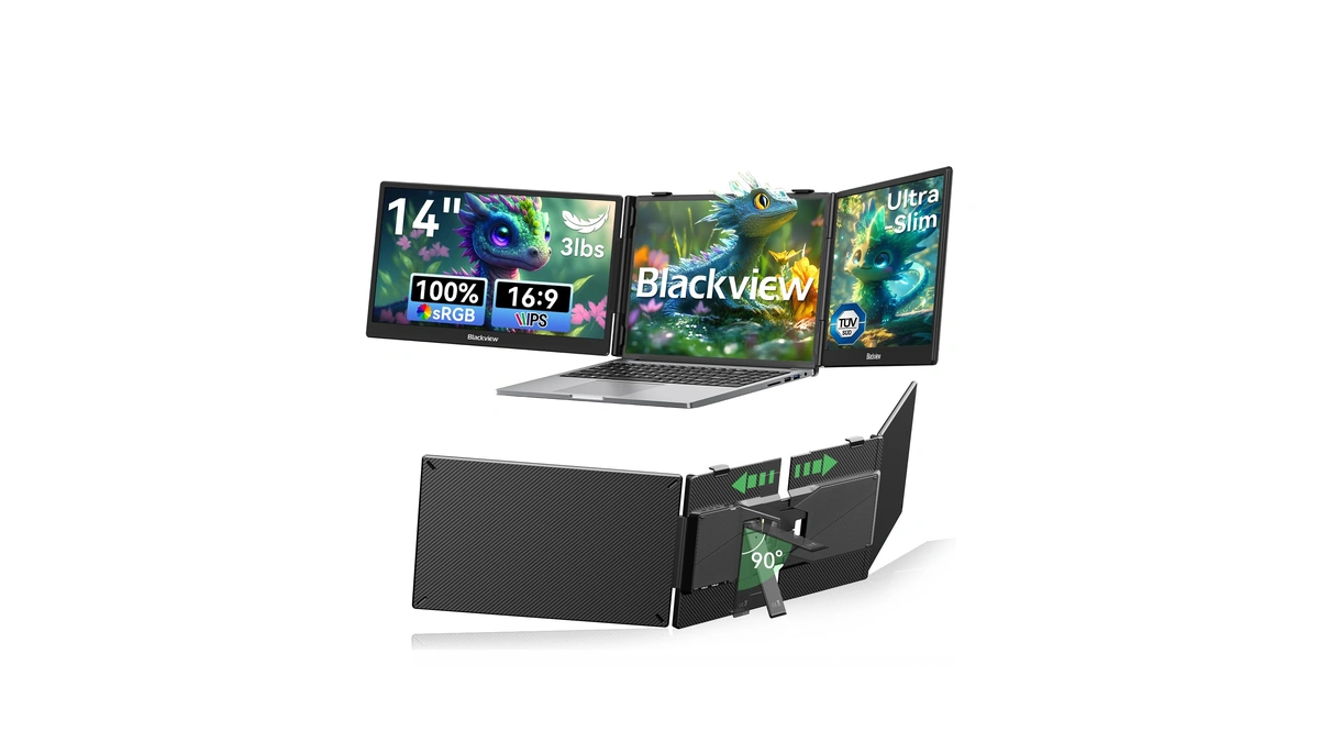 Blackview Laptop Screen Extender, 14" 1080p Fhd Ips Triple Portable
