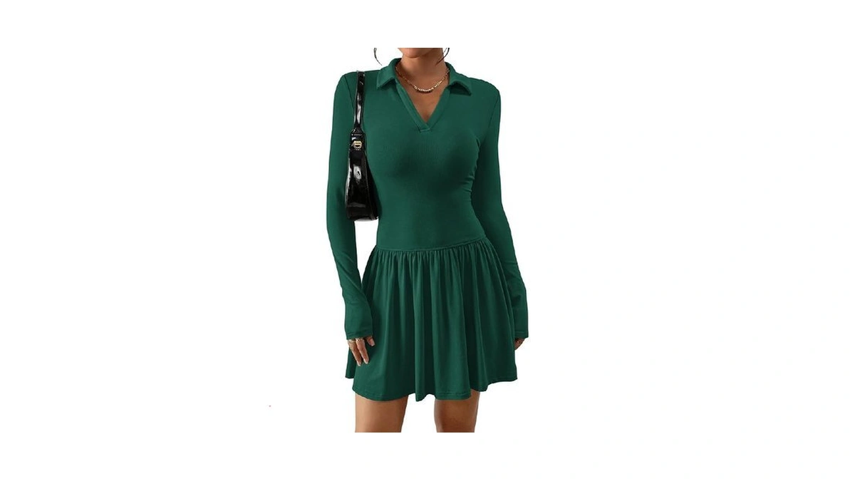 Nalanisa Women's Long Sleeve Dress 2025 Fall Casual Lapel Collar